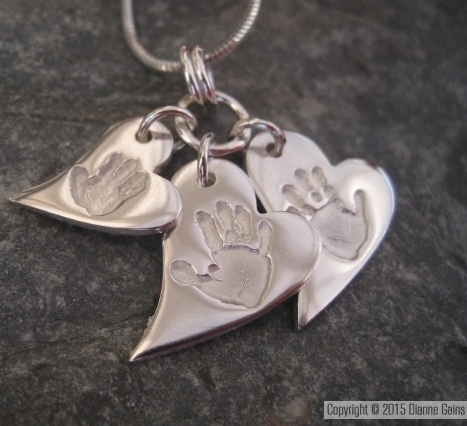 Handprint/Footprint/Paw print Impressions Dainty Cluster Pendant - Choose y
