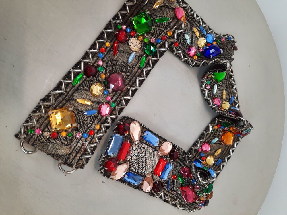 Vintage rainbow coloured vintage beaded belt