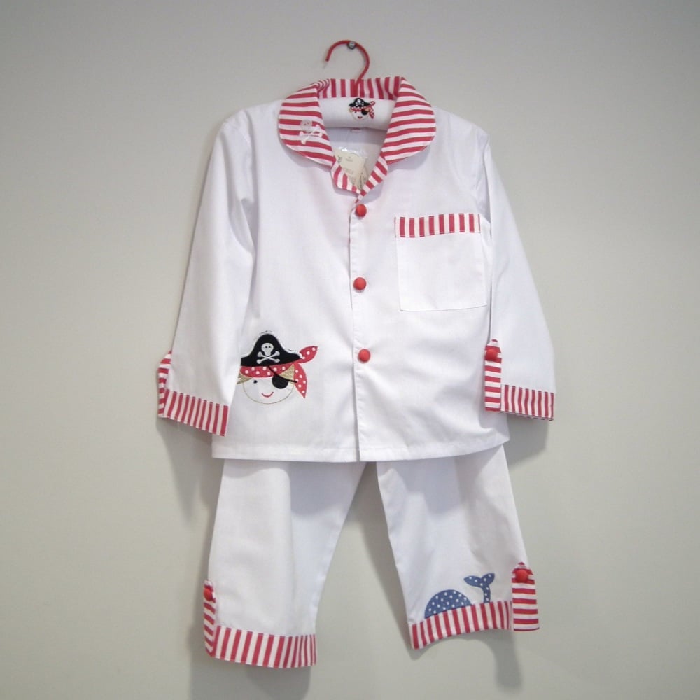 Traditional pure cotton pyjamas in a quirky pirate design