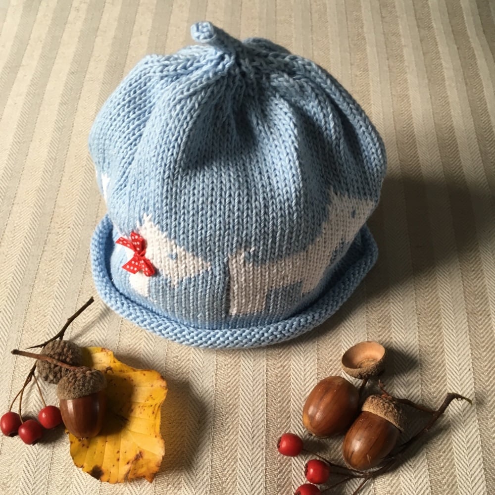Merry Berries Cotton Knitted Hat - Scotty Dog