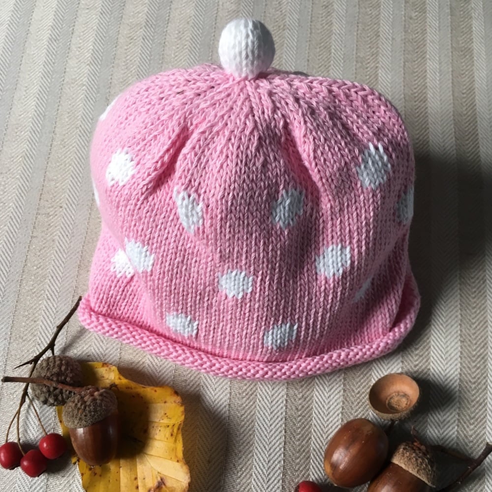 Merry Berries Cotton Knitted Hat - Pink Spot