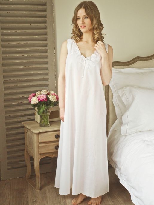 Sleeveless Cotton Nightdress - Edwardian Chemise