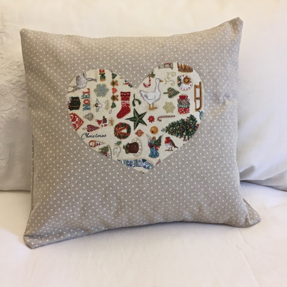 Christmas Heart Cushion - Front View