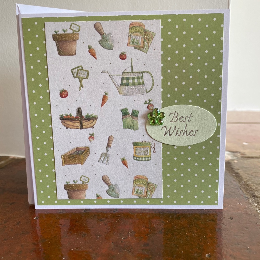 Handmade Cards/Best Wishes Card with Gardening