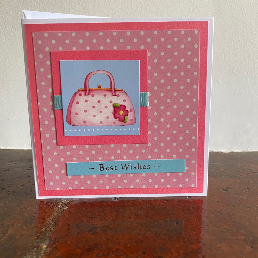 Handmade Cardsbest Wishes Card With Handbag Designuk