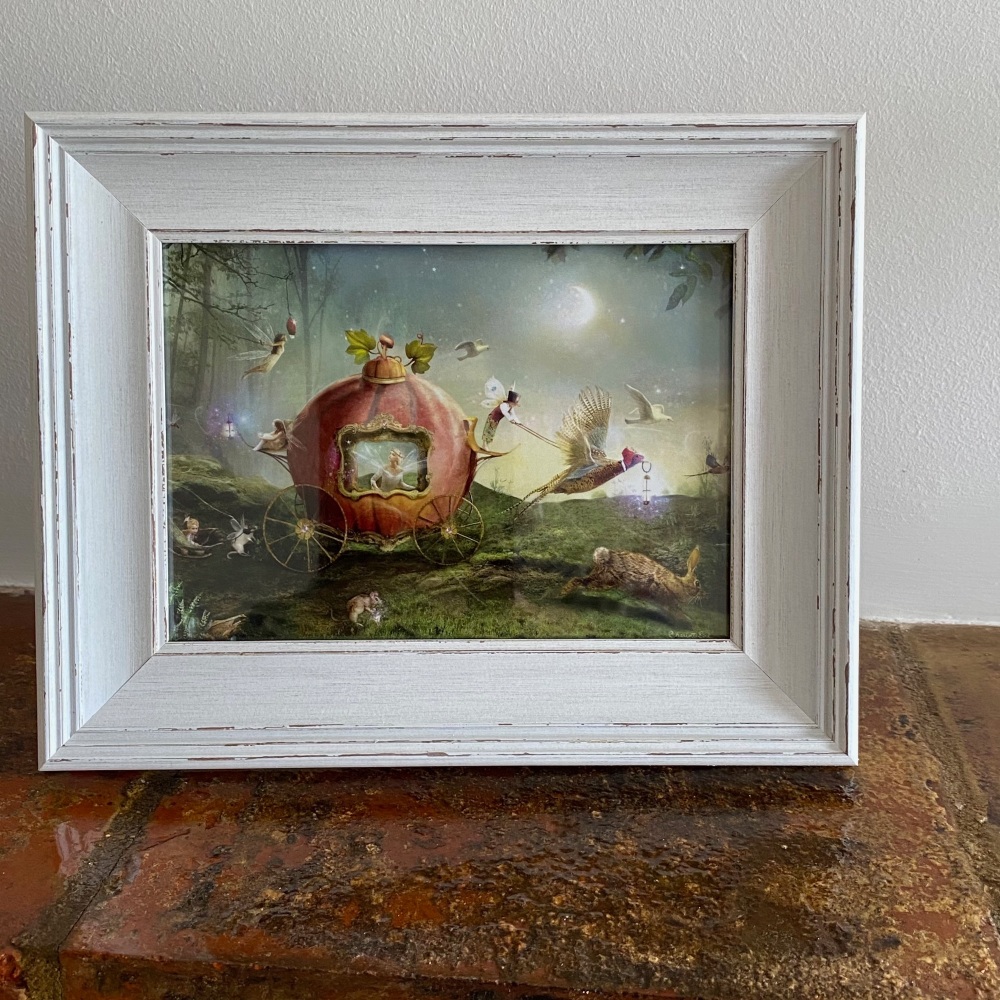 Moonlit Procession in White Rustic Frame