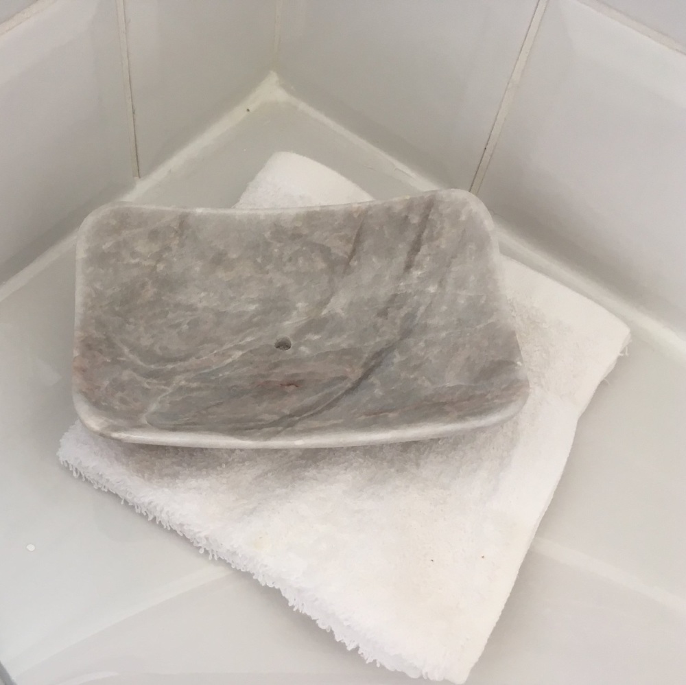 A Marble Soap Dish in Mid Grey