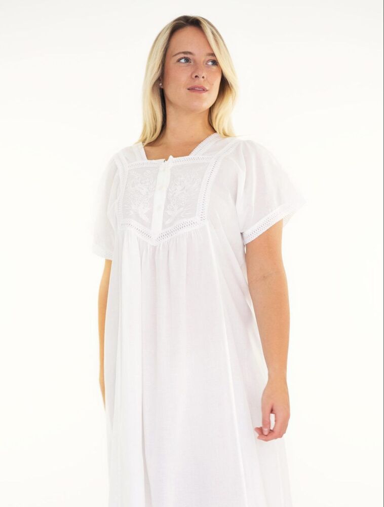 Short Sleeved Cotton Nightdress - Front Panel