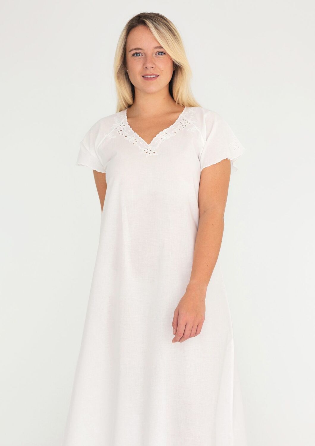 Elegant White Cotton Nightgown for Women