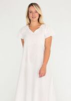 Short Sleeved Cotton Nightdress - V Neck