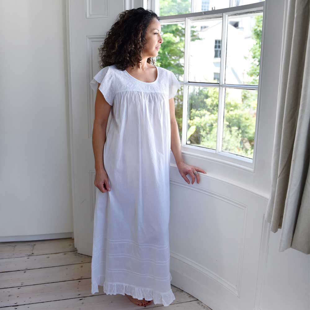 Cotton, Floaty Nightdress with Short Sleeves, Nadine