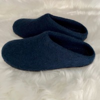 Slip-on Felted Wool Slippers - Navy Blue