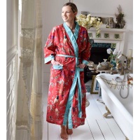 Cotton Dressing Gown - Red Exotic Bird