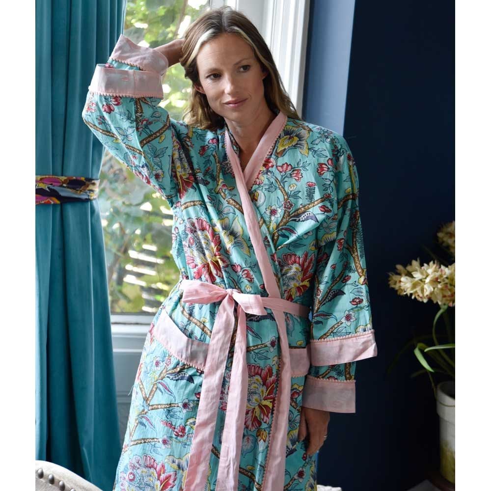 Cotton Dressing Gown - Blue Orchid