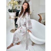 Cotton Dressing Gown - Pink & Mint Green
