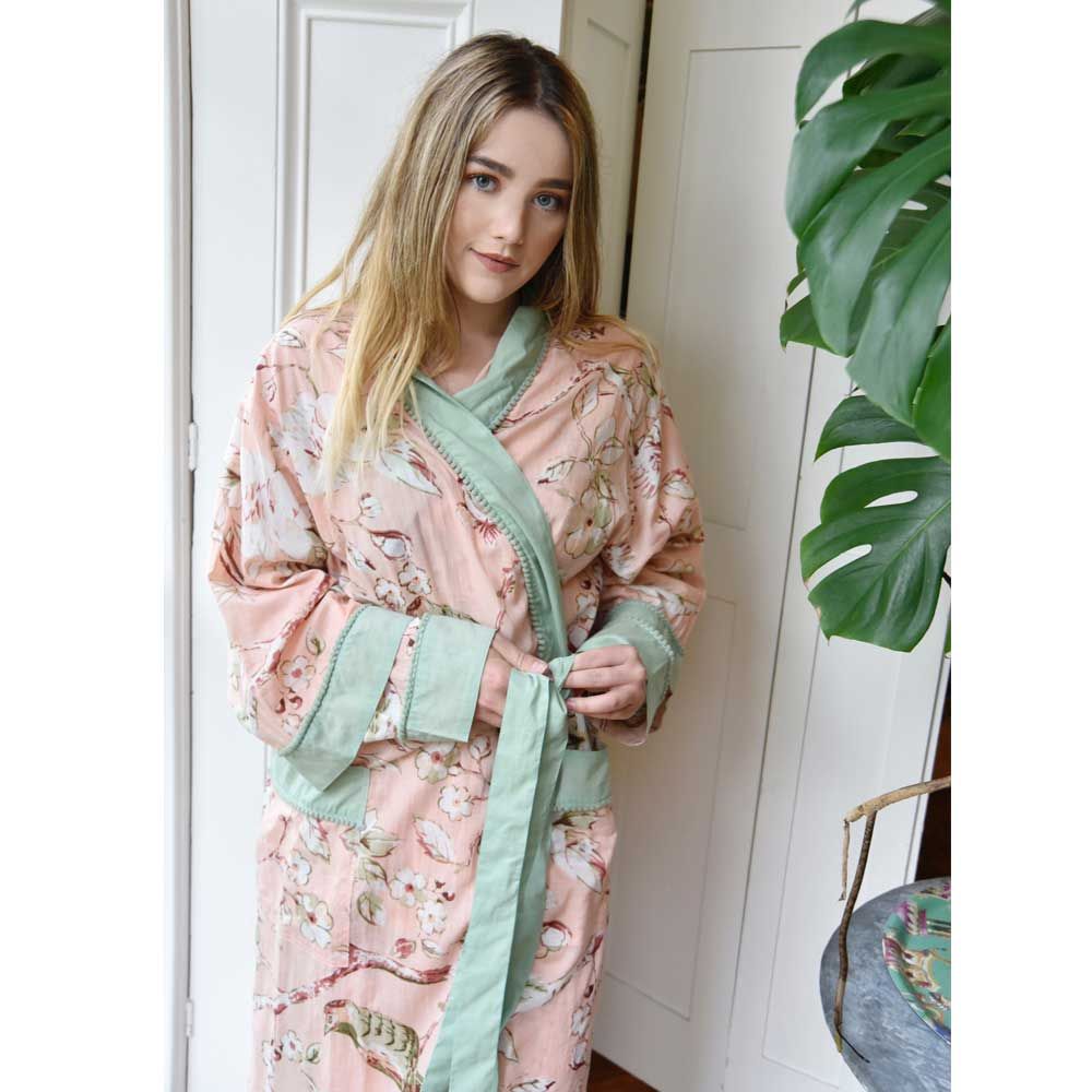Cotton Dressing Gown - Peach Blossom