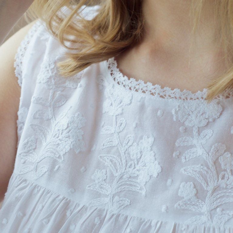 Sleeveless Swiss Dot Cotton Nightdress - Sherie