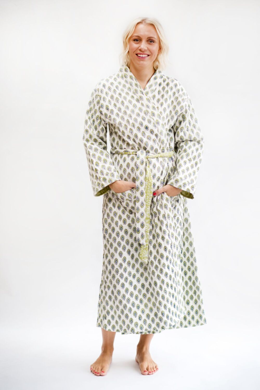 Quilted Dressing Gown - Green