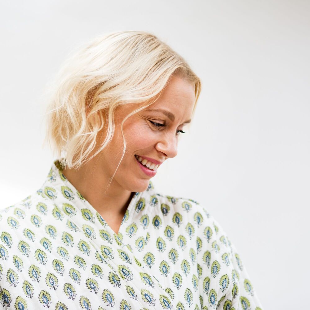 Cosy Quilted Cotton Dressing Gown - Green
