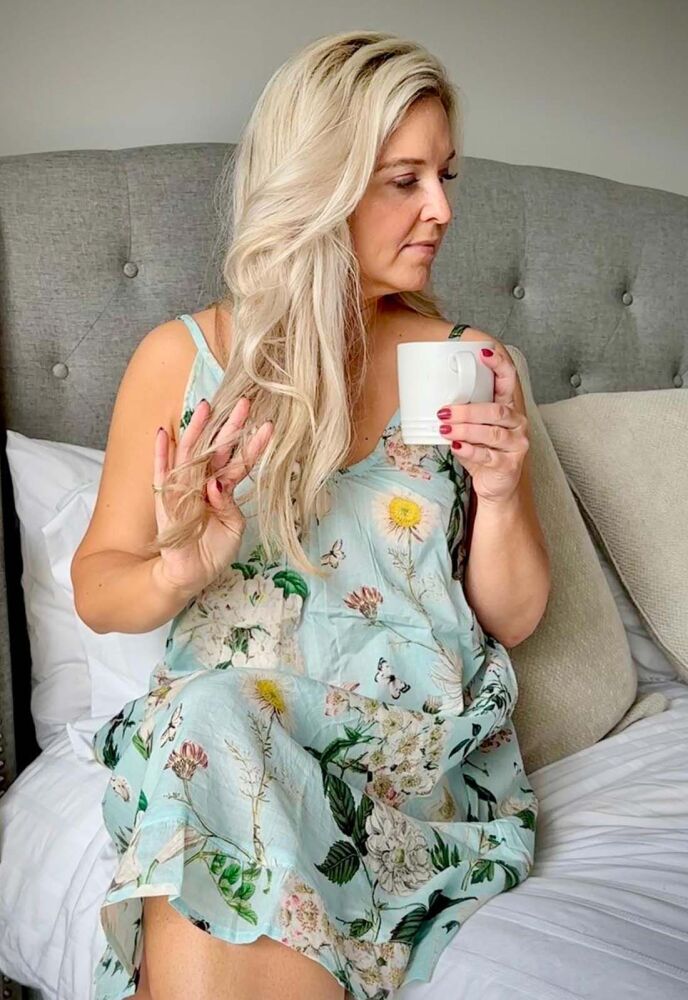 Spaghetti Strap Nightdress - Aqua Blue