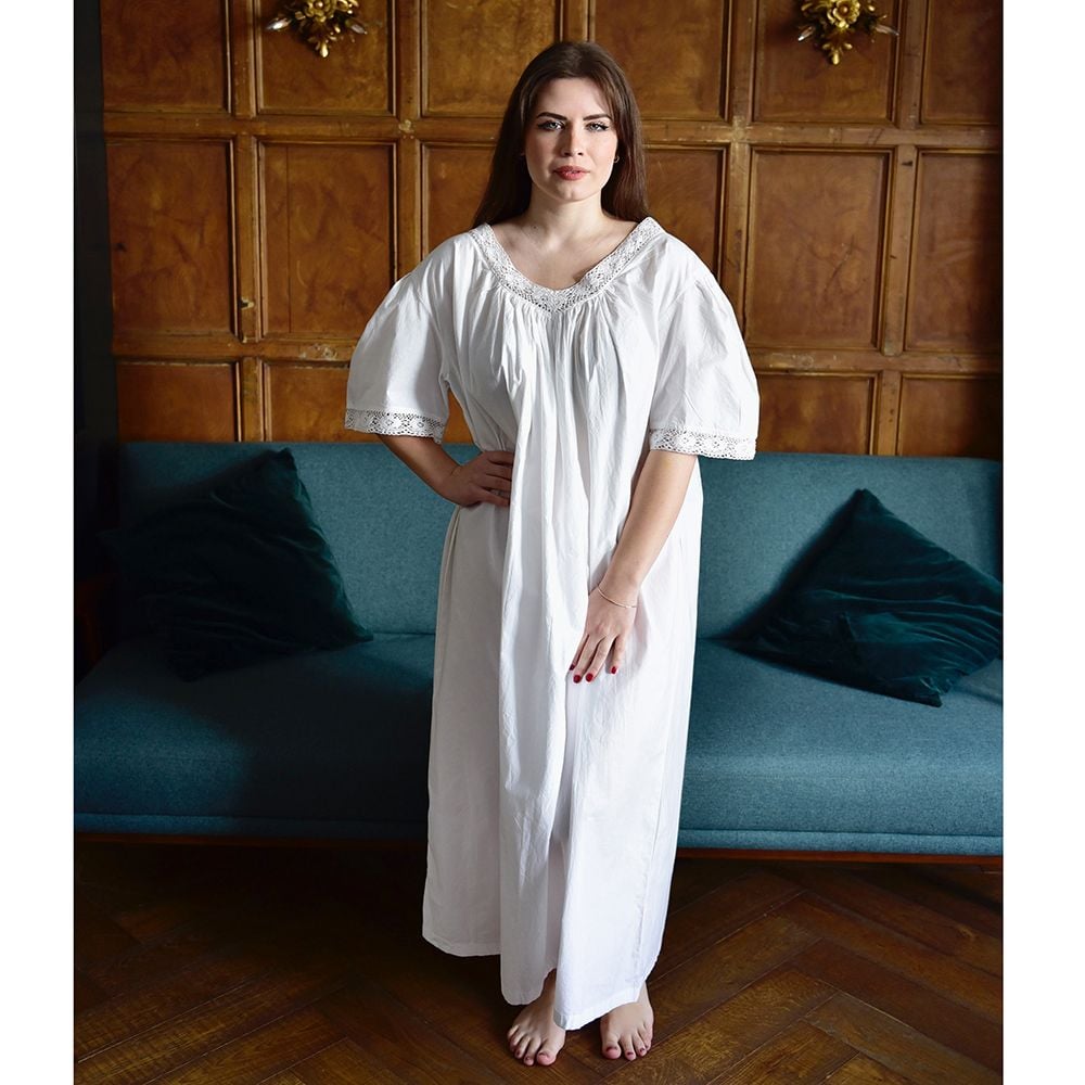 Short Sleeved Cotton Nightdress - Edith