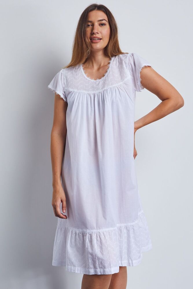 Short Sleeved Cotton Nightdress - Teign