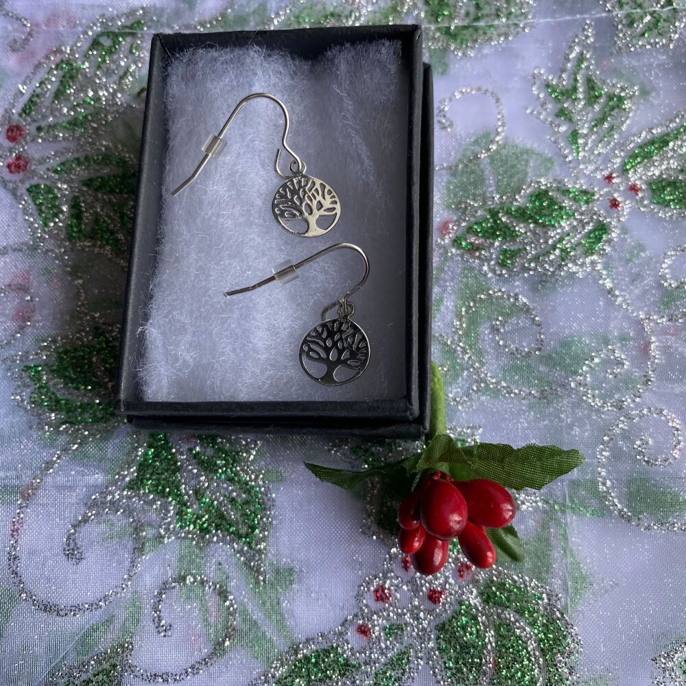 Silver 'Tree of Life' Pendant earrings
