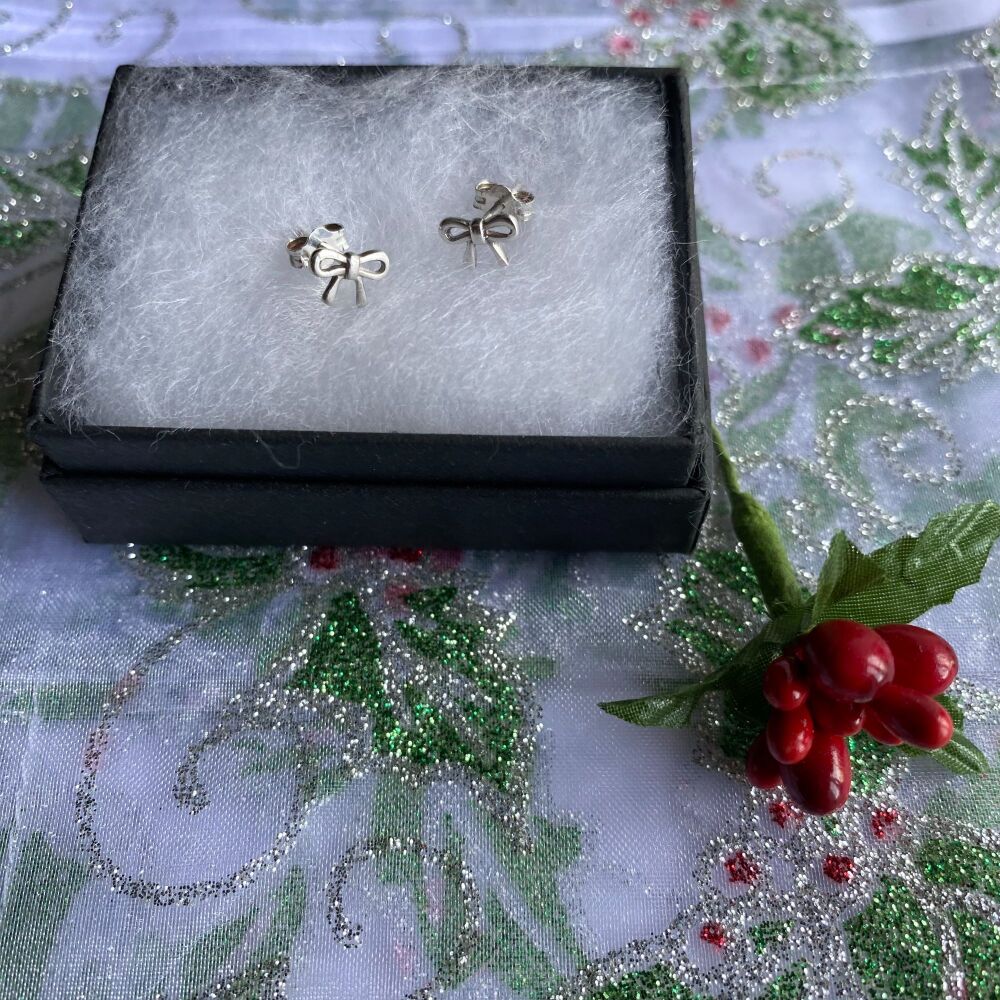 Sterling Silver Bow Stud Earrings