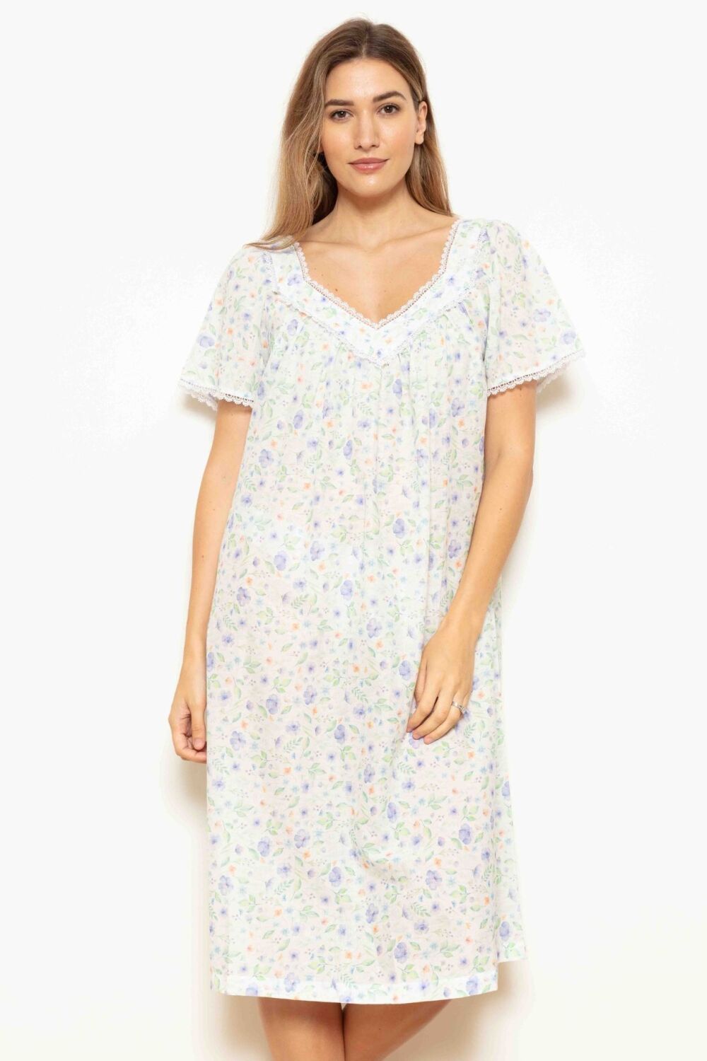 Short Sleeved Cotton Nightdress - Elma