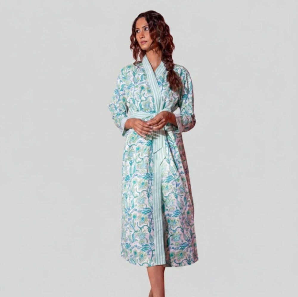 Cotton Dressing Gown - Apple Green