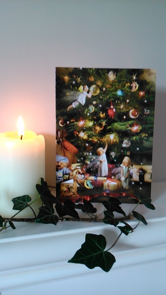 Faerie Christmas Card - Trimming the Tree