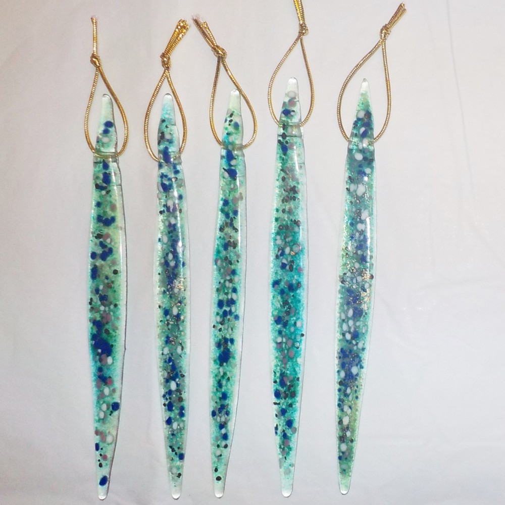 Individual Fused Glass Icicles - Green