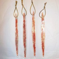 Individual Fused Glass Icicles - Red and Gold