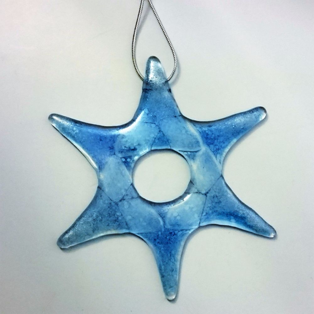Individual Fused Glass Hanging Stars - Blue