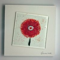 Fused Glass Flower - Red/Orange
