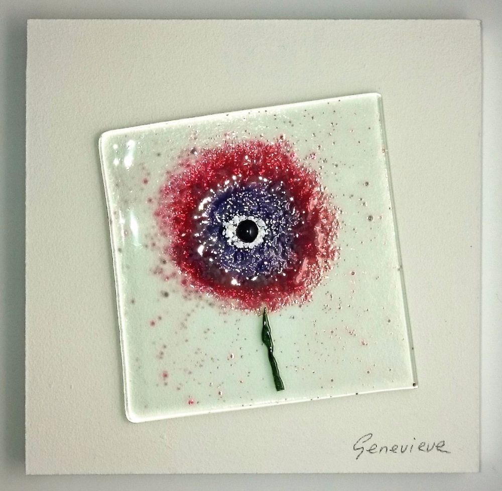 Fused Glass Flower - Pink/Purple