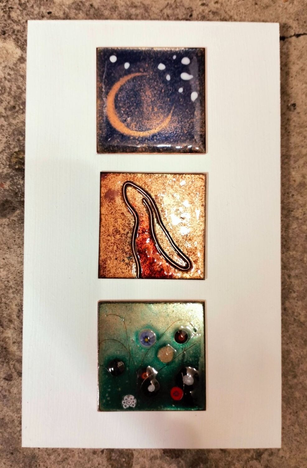 Make a Mounted Trio of Artistically Enamelled Copper Squares