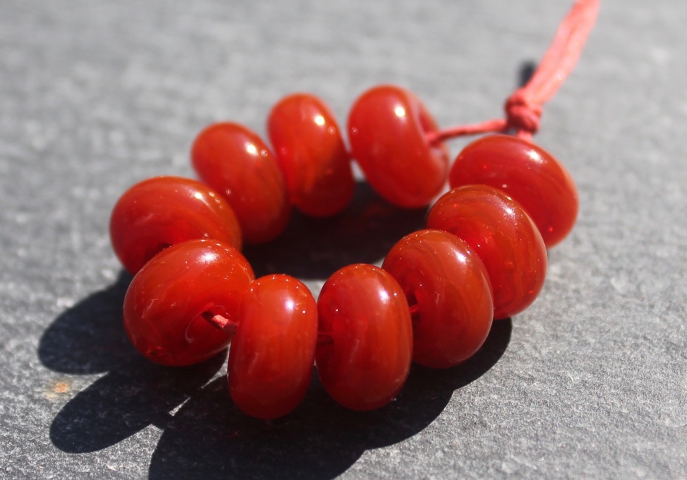 Sangre Red Lampwork Glass Spacer Beads