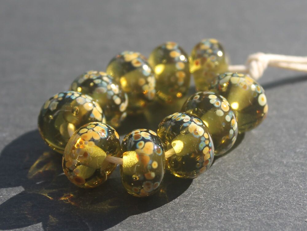 Mojito  Raku Lampwork Glass Beads
