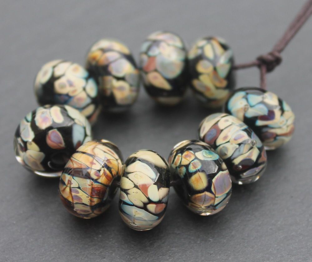 Black Iron Ore Lampwork Beads