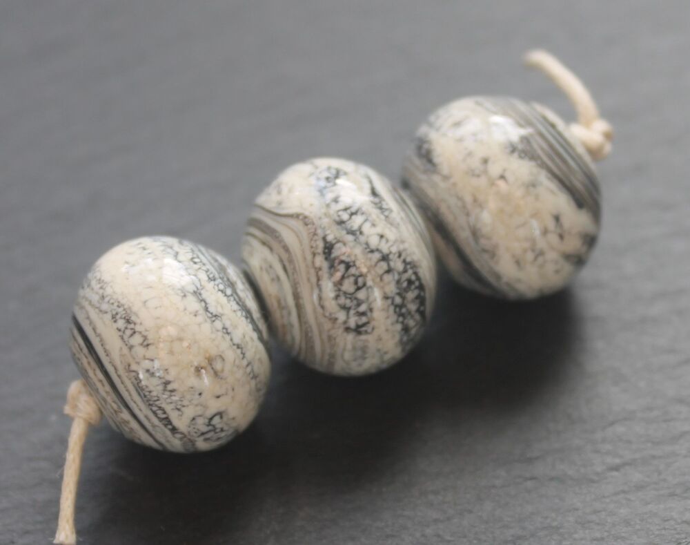 Dark Ivory Hollow Beads