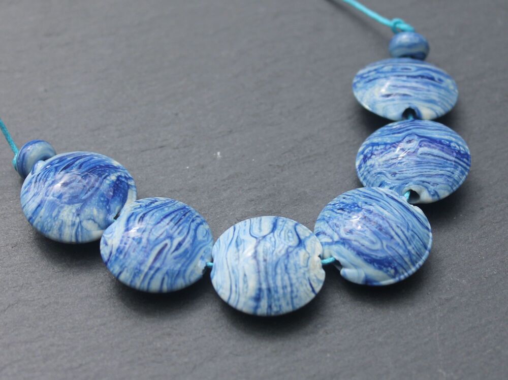 Dark Blue Seas Lentil Beads