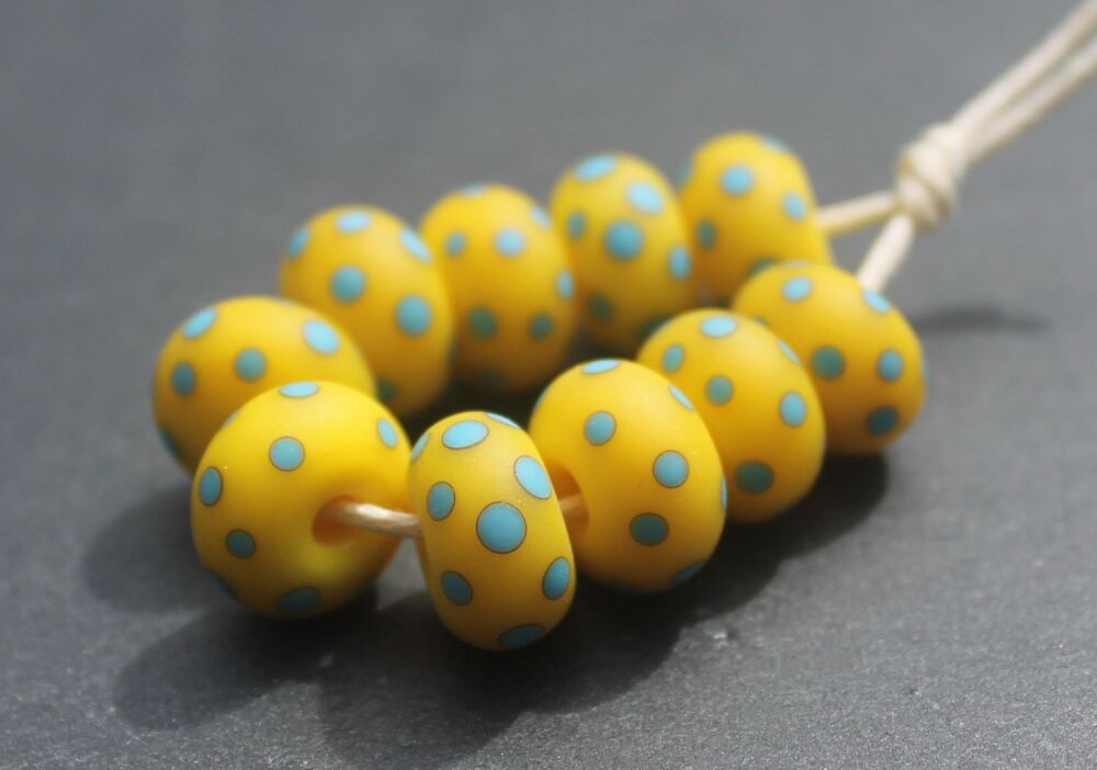 Frosted Yellow &  Dark Turquoise Polkas