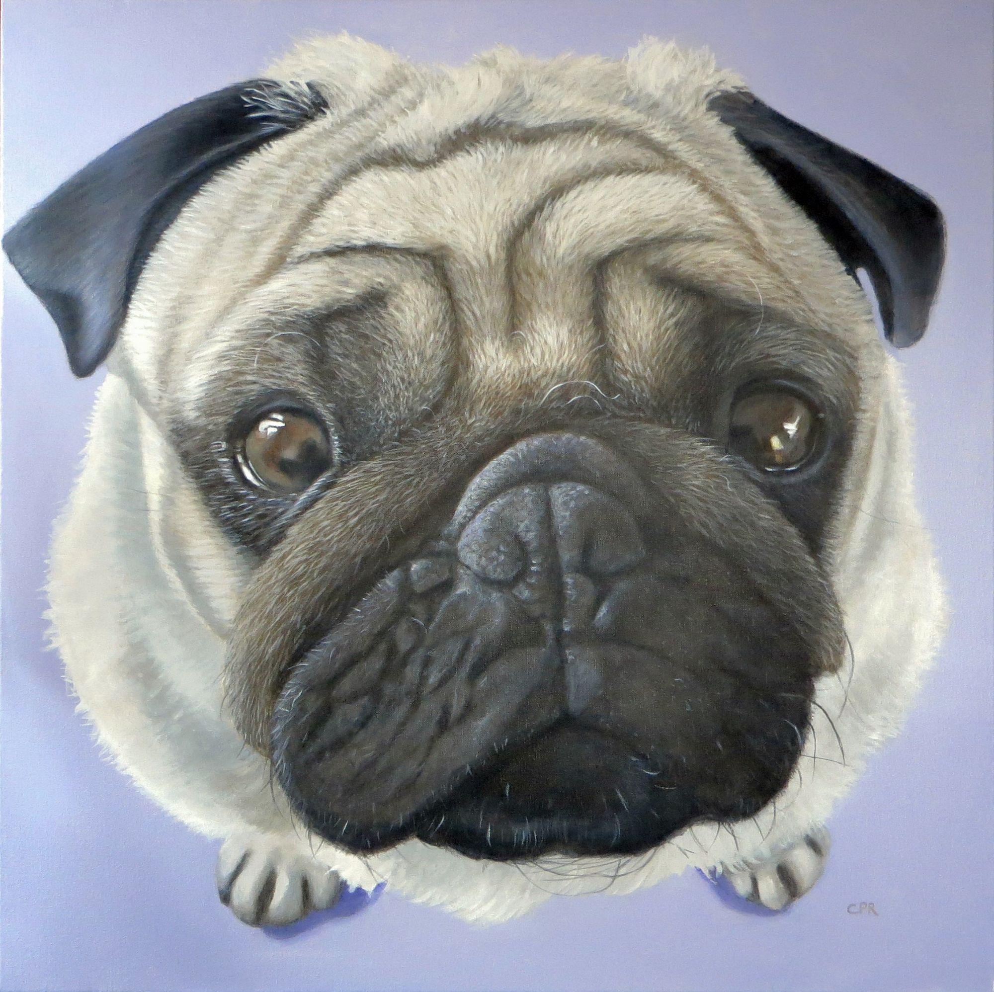 Pug painting, commissioned dog painting