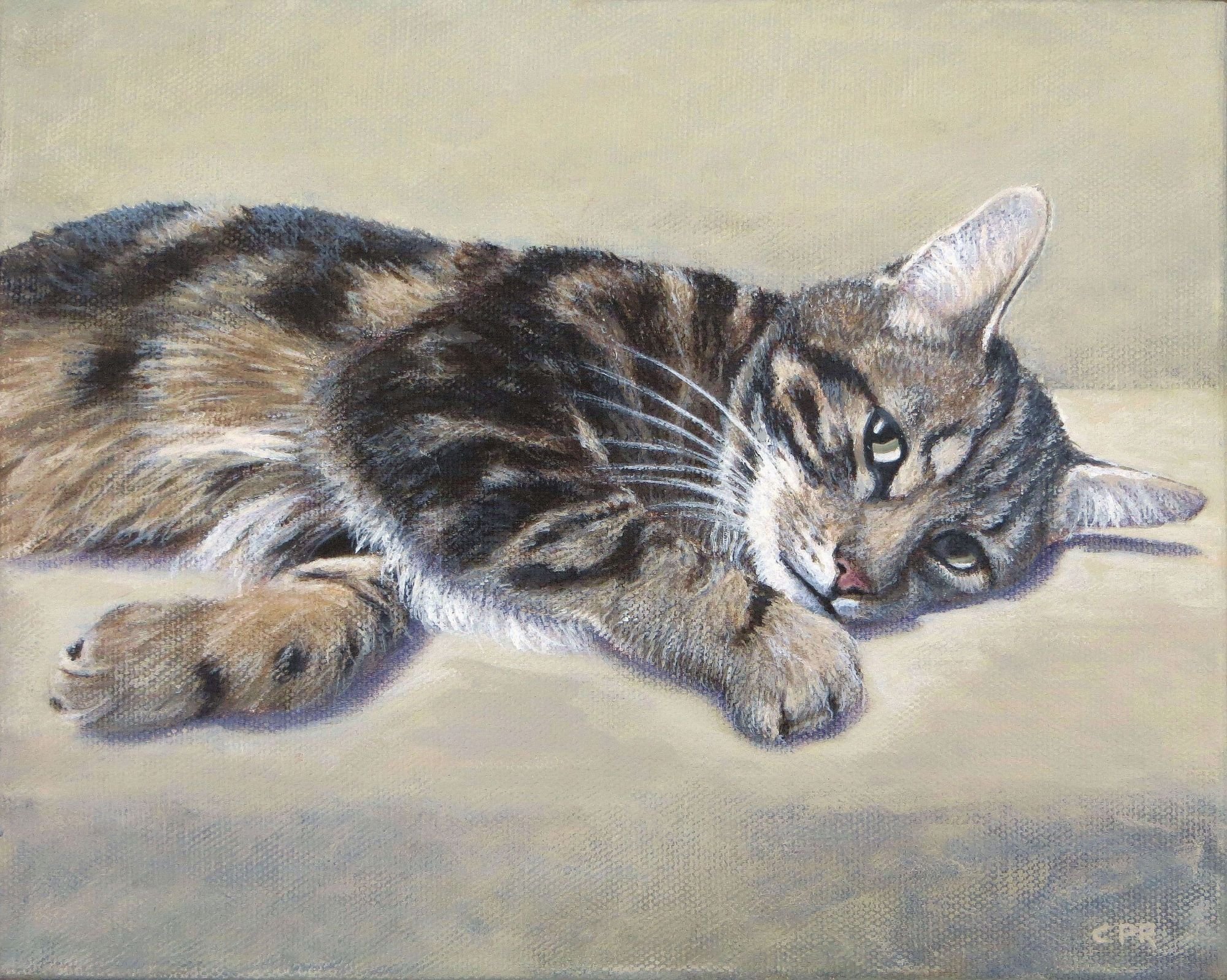 cat painting, feline art commission