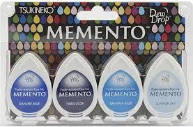 Tsukineko 4-Pack Memento Dew Drops, Ocean