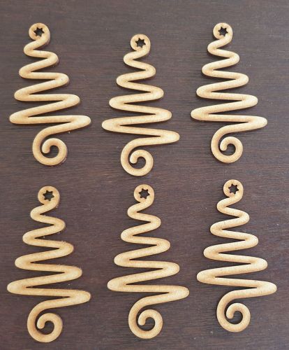Pack of 6 Squiggly Christmas Trees