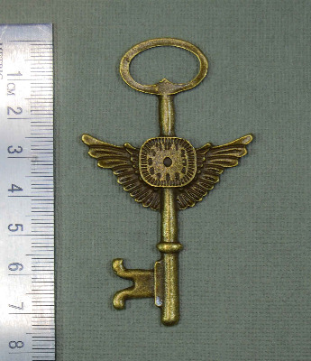 Large Bronze Winged Clockface Key Charm