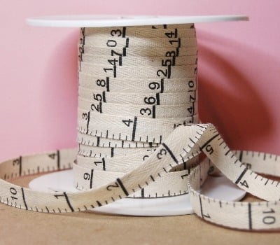 Cotton Twill Tape Measure Tape Inches - Natural 3/8