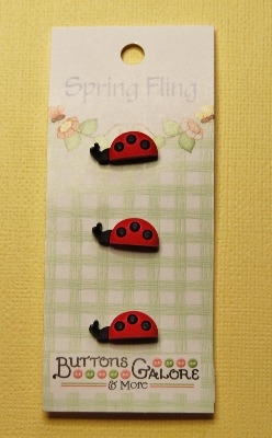 Spring Fling 3D Buttons - Ladybugs 3pcs